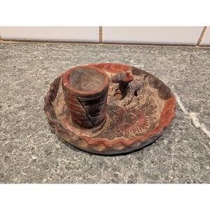 Vintage Ceramic Trinket Dish Candle Holder Small Animal Figurine Flower Motif